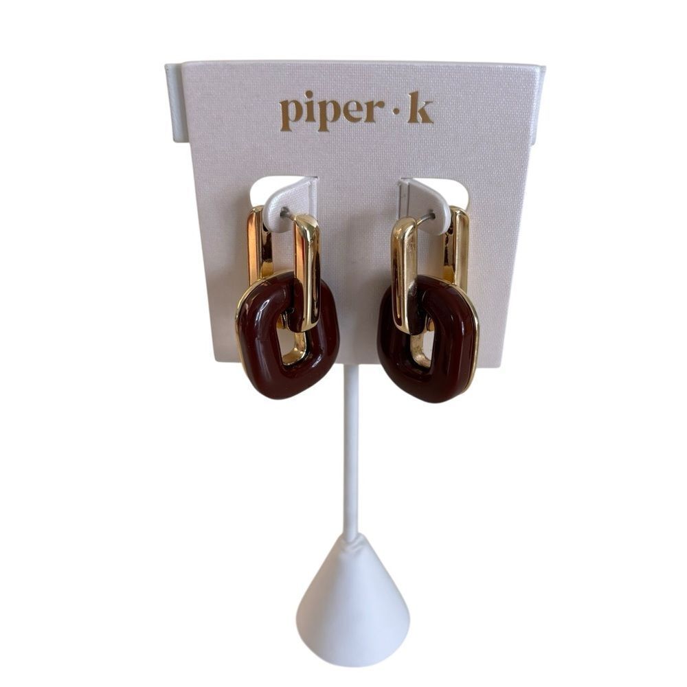 Gorgeous Geometric Brown & Gold Earrings. Perfect Fall Accessory.